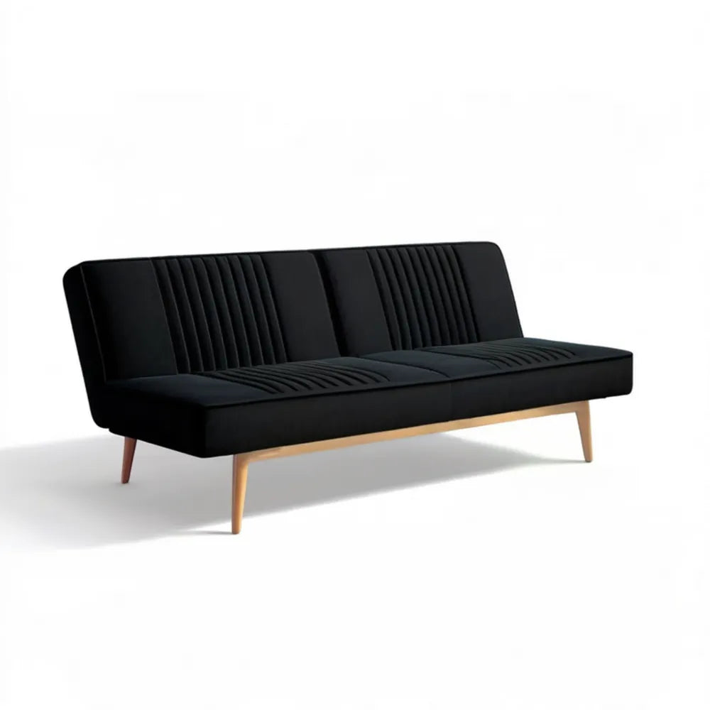 Czarna sofa 3-osobowa z tapicerką poliestrową, 190 x 82 x 82 cm