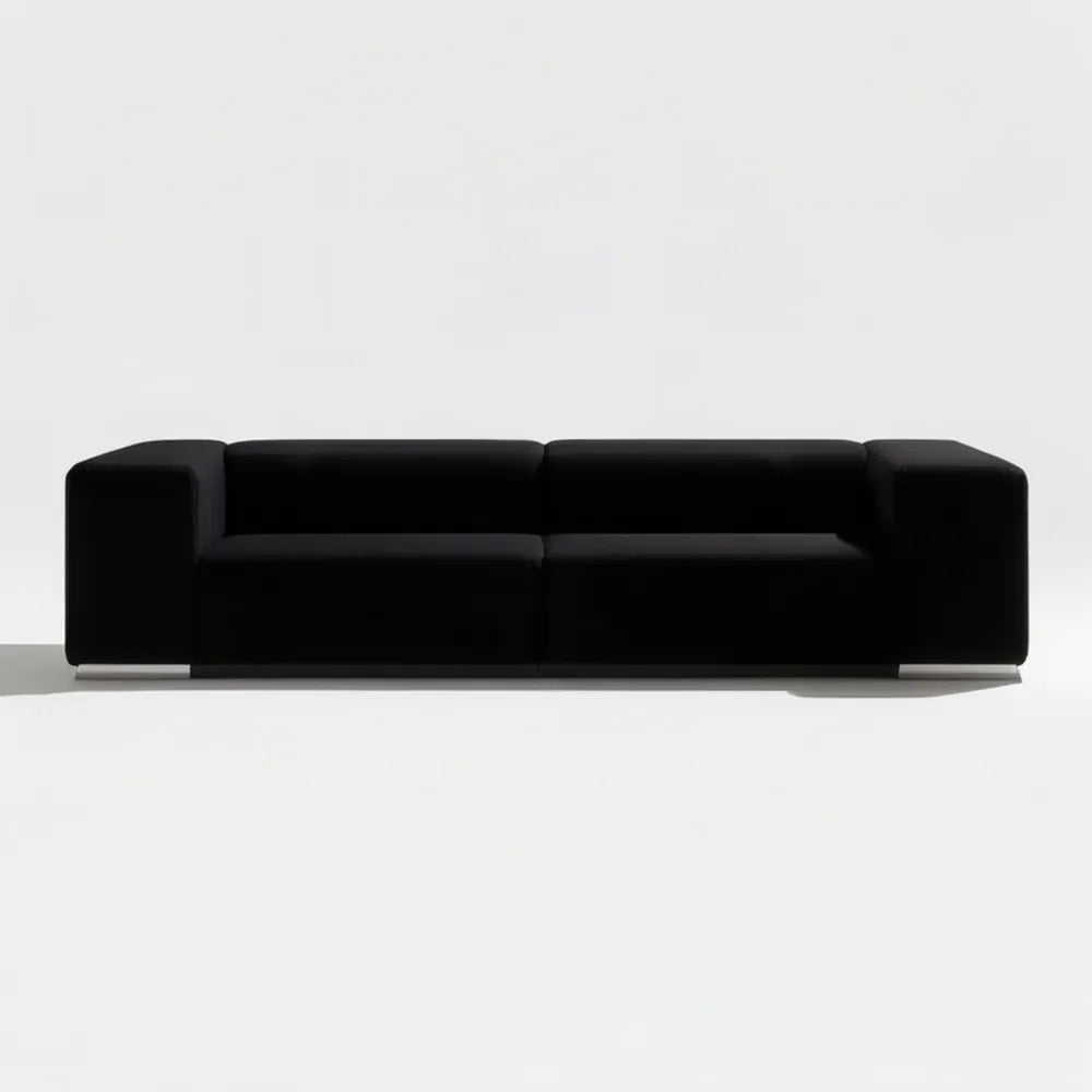 Trzyosobowa sofa z tapicerką poliestrową, czarna, 220 x 90 x 72 cm