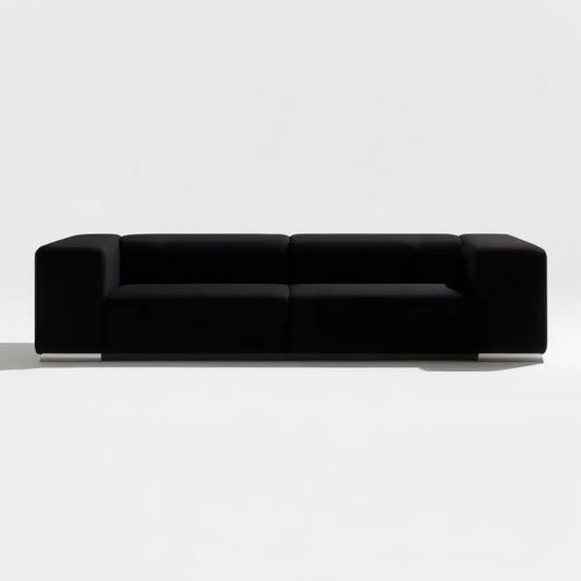 Trzyosobowa sofa z tapicerką poliestrową, czarna, 220 x 90 x 72 cm