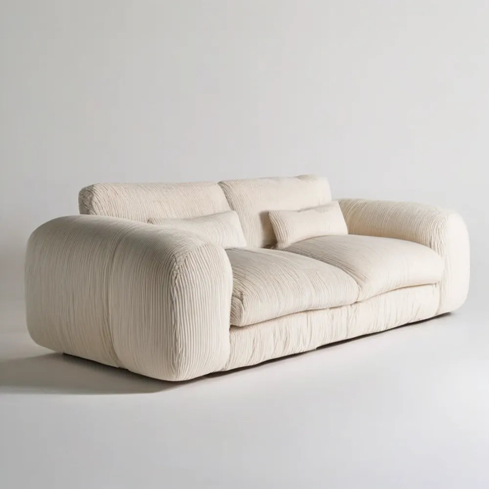 Kremowa sofa 2-osobowa z tapicerką poliestrową, 220 x 98 x 78 cm