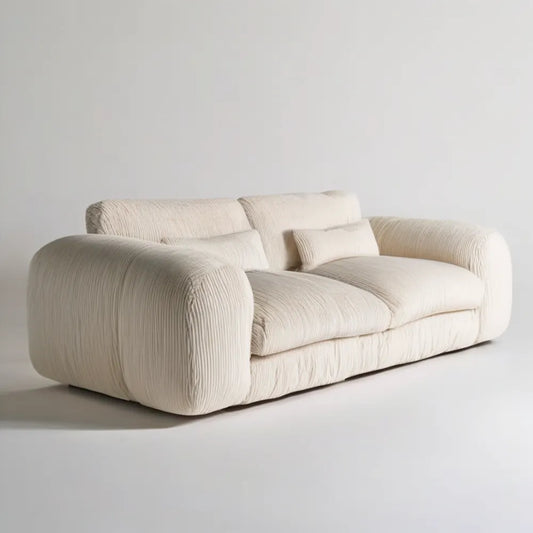 Kremowa sofa 2-osobowa z tapicerką poliestrową, 220 x 98 x 78 cm