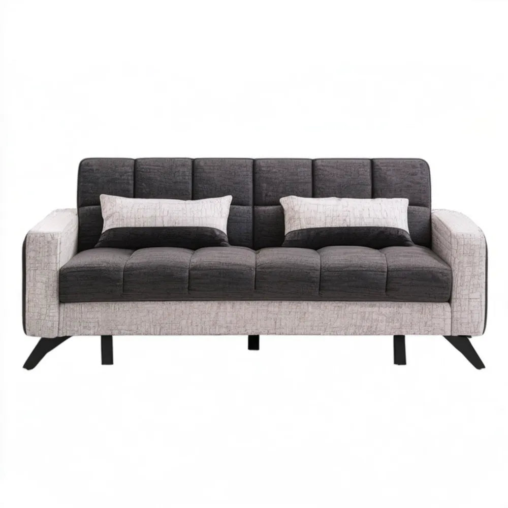 Sofa 3-osobowa ciemnoszara i jasnobeżowa 220 x 85 x 88 cm