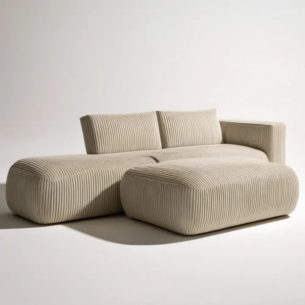 Beżowa sofa modułowa 2-elementowa z szezlongiem, 260 × 160 × 72 cm