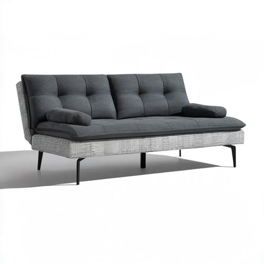 Sofa 3-osobowa grafitowo-jasnoszara z czarnymi nogami, 200 x 90 x 85 cm