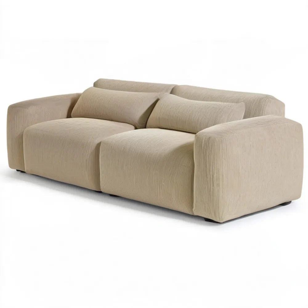 Beżowa sofa dwuosobowa ze sztruksu poliestrowego 190 x 95 x 78 cm