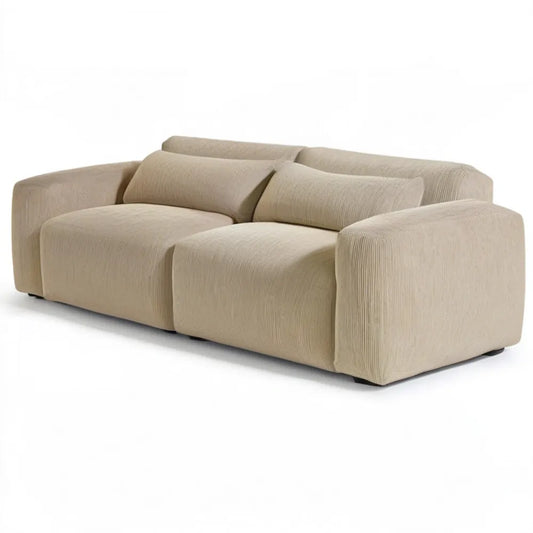 Beżowa sofa dwuosobowa ze sztruksu poliestrowego 190 x 95 x 78 cm