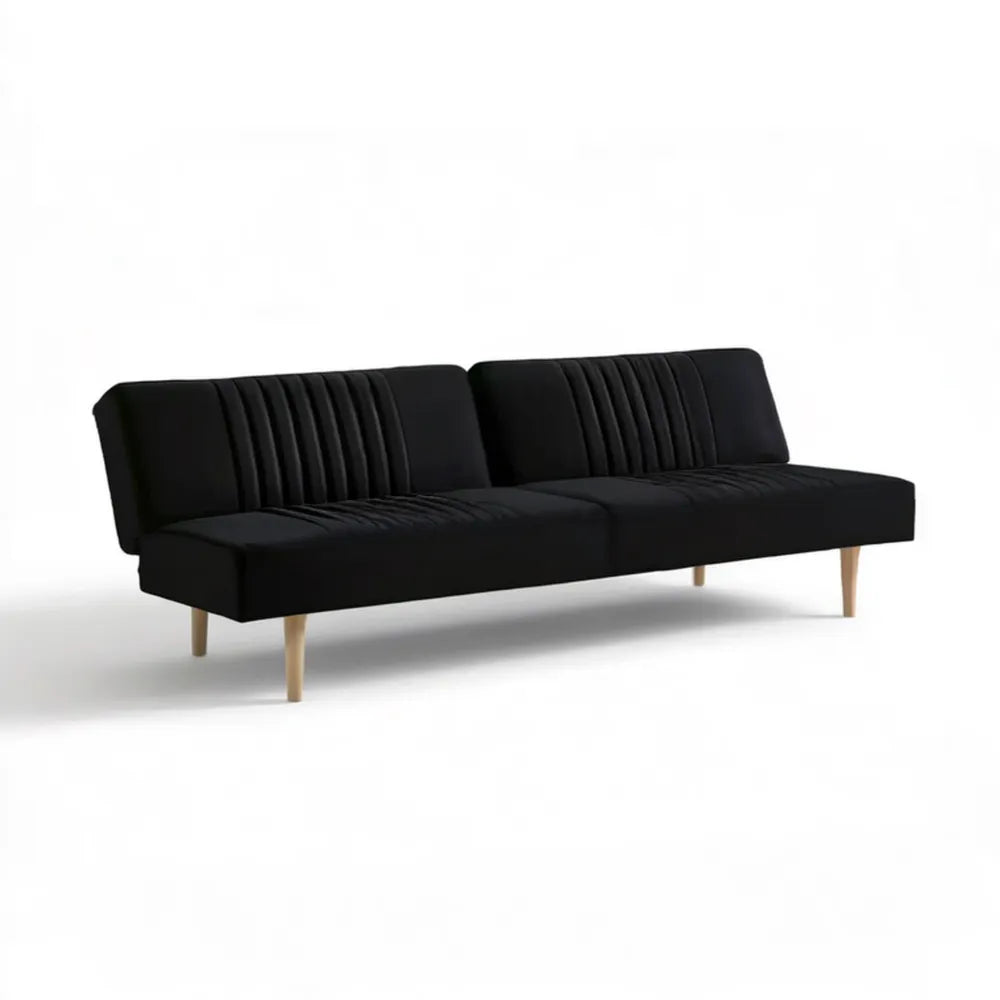 Czarna sofa trzyosobowa z poliestru 200 x 84 x 82 cm