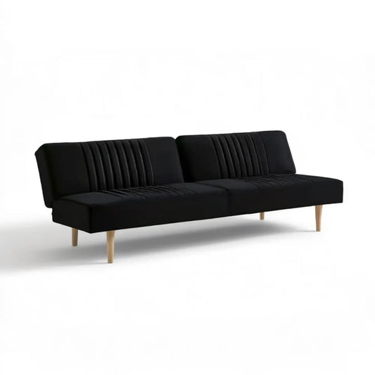Czarna sofa trzyosobowa z poliestru 200 x 84 x 82 cm
